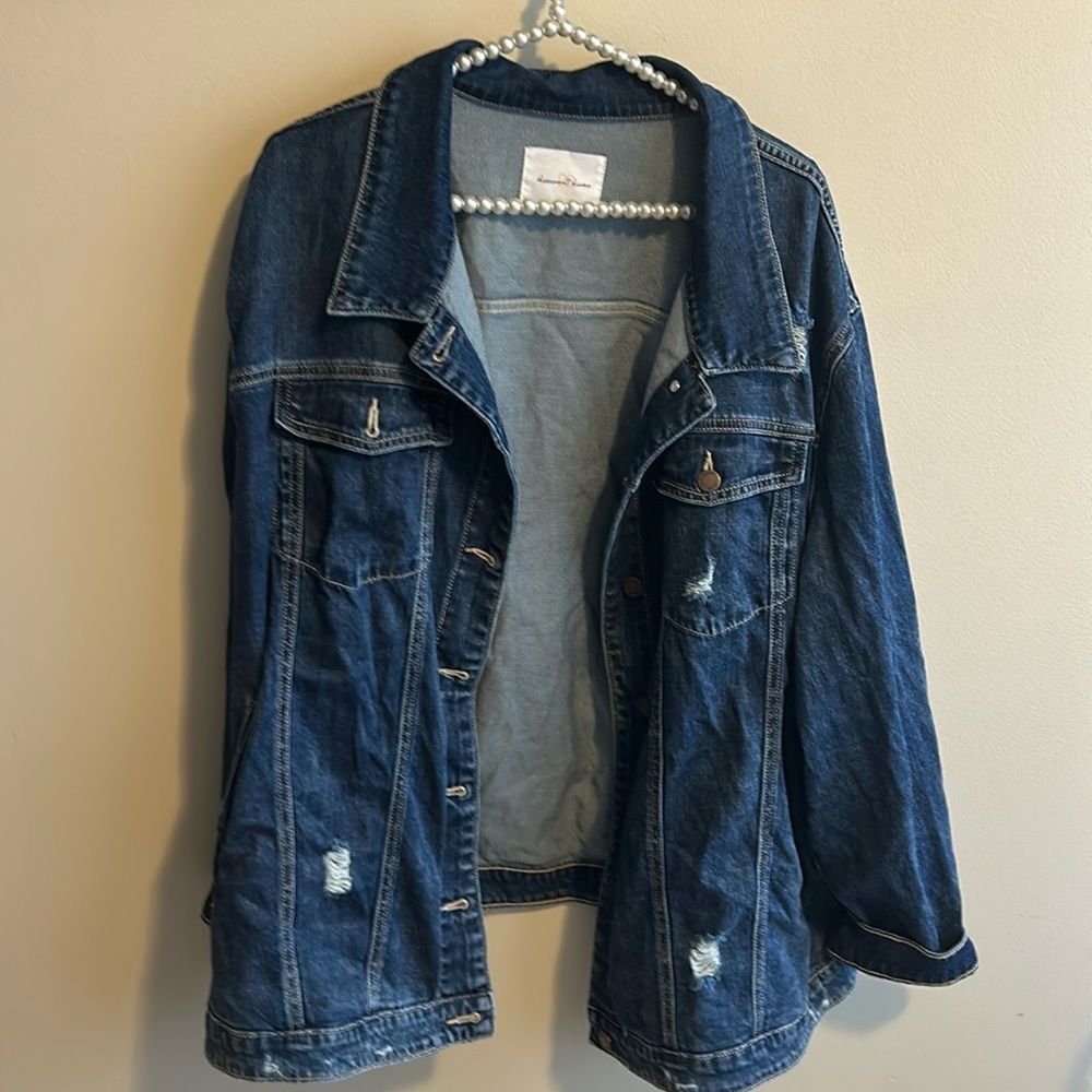 Discount Divas Womens Oversized Distressed Denim Jean Jacket Plus Size 3X